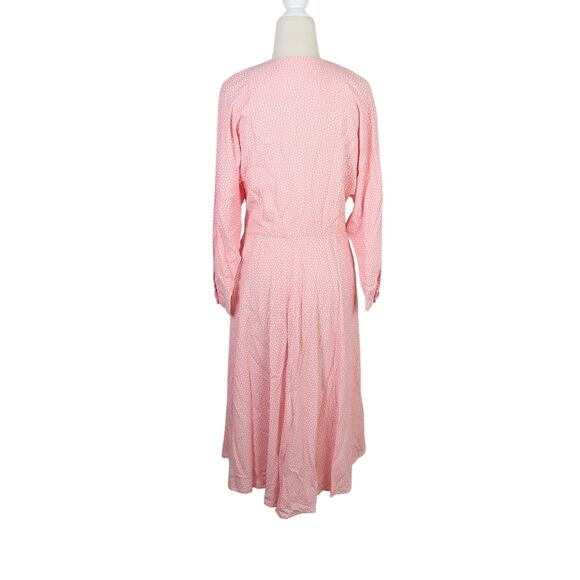 Vintage 80s E.D. Michaels light pink and white polka dot midi dress 4 - Picture 4 of 6